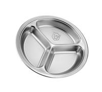 Assiette ronde à 3 compartiments en acier inoxydable pour la séparation des aliments, économise de l'espace, plat de service, cuisine, salle à manger, plateau en acier inoxydable