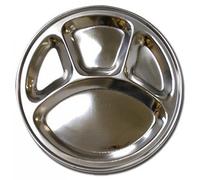 Assiette ronde divisée en acier inoxydable 4 sections