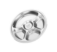 Assiette ronde en acier inoxydable avec 28 cm de diamètre - Plat de service pour la cuisine, le bureau, le micro-ondes - Assiette de service multi-compartiments
