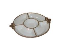 Assiette ronde en céramique à 5 compartiments pour fruits secs Plateau de service pour apéritif Plateau de service divisé Plateau de service pour bonbons, desserts, collations Plateau à noix