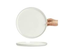 Assiette ronde en céramique blanche pure pour la maison exquise personnalisée - Blanc 26,4 cm