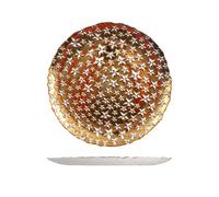 Assiette Ronde En Verre Doré, Goldcosmo, 28Cm, H&H