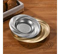Assiette ronde rétro en acier inoxydable pour assiette à salade avec traitement vintage et géométrie alignée CYCLONE pour des résultats de service cohérents (27 cm argenté)
