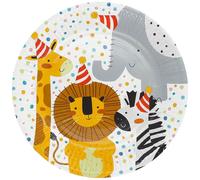 Assiette Safari Party Animaux sauvages Afrique 8 pièces Ø 23 cm Anniversaire enfant Décoration de table