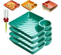 Assiette séparée pour sauce, assiette à raviolis japonaise avec plat à sauce, plat de service réutilisable pour raviolis, tacos, apéritifs, fruits et charcuterie, fête et repas quotidien (blanc)