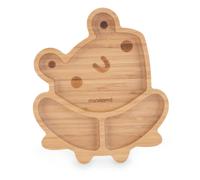 Assiette Ventouse Avec Compartiments - Grenouille Bois Beige