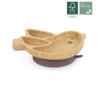 Assiette ventouse avec compartiments - Oiseau bois TU