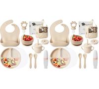 Assiette Ventouse pour Bébé - Assiette Bebe Ventouse - Coffret Repas Bebe - Vaisselle Bebe 1er Age - Cadeau Bébé Garçon (Lot de 2)