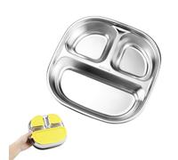 Assiette Ventouse pour Bébé, Assiette en Acier Inoxydable pour Bébé Assiette Bébé Antidérapante avec Trois Compartiments et Couvercle Transparen pour des Repas Sains de Bébé