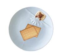 Assiettes à apéritif en céramique, motif ours rond, joli plat de présentation de nourriture, surfaces émaillées , bords lisses, idéales pour les desserts, le petit déjeuner, le déjeuner, la