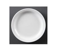 Olympia Whiteware Assiettes à bord étroit 202 mm (lot de 12), Porcelaine blanche, Passe au four/micro-ondes/lave-vaisselle/congélateur, Garantie à vie contre les ébréchures, Certifié BS4034, CB488