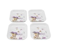 Assiettes à Collation aux Fruits, Plateaux à Os en Mélamine de Grande capacité avec Plateau de Rangement pour la Maison, L'école et le Restaurant 4 Pièces (Lavande)