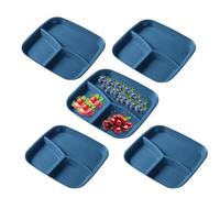 Assiettes À Compartiments | Plat De Service Réutilisable À 3 Compartiments | 5 Pièces Assiettes À Sections,Pour Adultes Cuisine Maison Fruits Légumes Salade Riz Fromage Gâteau