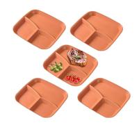 Assiettes à Compartiments pour Adultes,Plat de Service à 3 Compartiments - Lot de 5 Assiettes avec Divisions - Pour Légumes Salade Riz Fromage Fruits Repas Adulte Cuisine