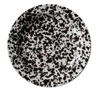 Assiettes à Dessert Assiette à dessert rétro 8 pouces, 2 pièces/ensemble, assiette plate en émail éclaboussée d'encre, vaisselle céramique for la maison(Black)