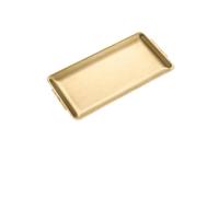 Assiettes à dîner en acier inoxydable Plateau de service rectangulaire Dessert Gâteau Plats à collation Barbecue Sushi Dessert(Gold-36x20cm)
