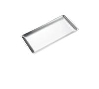 Assiettes à dîner en acier inoxydable Plateau de service rectangulaire Dessert Gâteau Plats à collation Barbecue Sushi Dessert(Silver-36x20cm)