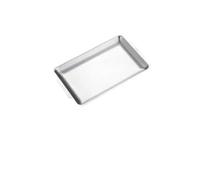 Assiettes à dîner en acier inoxydable Plateau de service rectangulaire Dessert Gâteau Plats collation Barbecue Sushi(Silver-32x16cm)