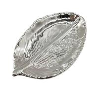 Assiettes à dîner en céramique forme de feuilles, plateau gâteaux, bonbons, desserts, rangement bijoux, décoration la maison, plateaux décoratifs Pour colliers et bracelets(Silver)