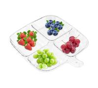Assiettes à fruits anti-brûlure, plateaux de service légers avec 4 compartiments, assiettes plates avec poignée, vaisselle à épices pour fête, maison, restaurant, pique-nique