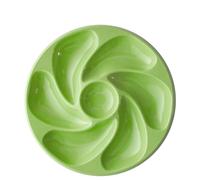 Assiettes A Huitres VERT FLUO 6 Compartiments +1 Pour Le Citron, Sauce. Fabrication Française Diamètre 20 Cm couleur VERT