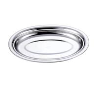 Assiettes à poisson ovales vintage en acier inoxydable, vaisselle de cuisine en argent for dîner, plats peu profonds cuits à la vapeur, plateau à dessert(28cm)