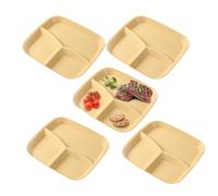 Assiettes alimentaires pour adultes avec séparateurs - Assiette de service réutilisable avec 3 compartiments - Lot de 5 assiettes avec compartiments, pour cuisine et repas d'adultes, fruits, légumes