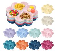 Assiettes avec Compartiment 10 Pièces, Assiette Plastique Reutilisable, Plateaux à Compartiments, Assiette Camping, Plateau à Assiettes de Service de Collation Divisée pour Apéritifs, Snacks, Bonbons