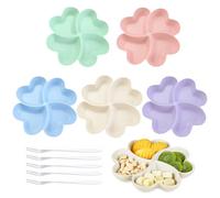 Assiettes avec Compartiment 5 Pièces, 5 Stück Herzförmige Snackteller | Plateaux à Compartiments mit 5 Fruchtgabel Aus Edelstahl pour Apéritifs, Snacks, Bonbons, Noix