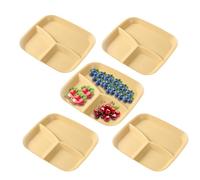 Assiettes avec séparateurs, plats de service avec 3 compartiments pour servir des aliments - 5 assiettes divisées en un seul ensemble - Pour la cuisine Aliments Fruits Légumes Salade Riz