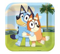 Assiettes carr es Amscan Bluey 7"""" (lot de 8) - Un indispensable de f te durable et color , parfait pour les f tes d'enfants. Petite taille