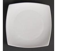Assiettes Carrées Bords Arrondis Blanches 240(L)mm - x 12 - Olympia - - Porcelaine240 240 NC