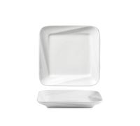 Assiettes carrées en céramique blanche de 19,1 cm - Vaisselle d'angle créative pour la maison, la cuisine, les apéritifs, les desserts, les gâteaux, les fêtes, les restaurants - Fournitures de salle à