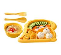 Assiettes compartimentées,Bol Cuillère Fourchette,Set Accessoires Enfant Design Dinosaures Animés - pour Garçons et Filles, Enfant en Bas Âge, Repas et Collations
