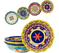 Assiettes Creuses en Céramique Bol à Pâtes de 4pcs - 1000ml Assiettes Colorées pour Pâtes Spaghetti Salade Bol 1000ml SALADIER