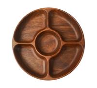 Assiettes De Service De Fête - Plateau En Bois À 5 Compartiments, Assiette De Service Pour Amuse-gueules, Dessert, Fromage, Fruits, Noix, Buffet D'apéritifs Pour Petit-déjeuner, Plateau En Bois Robust