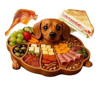 Assiettes de service en bois,Service multi-compartiments pour chien amusant | Plateau de service décoratif pour nourriture,Pour fromage, viande, fruits, bonbons, biscuits, dessert, maison, cuisine