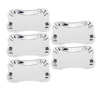 Assiettes de service rectangulaires en acier inoxydable, ensemble de 5 pièces, plateaux de service de desserts élégants et durables avec bords surélevés pour les fêtes de mariage, (dentelle moyenne)
