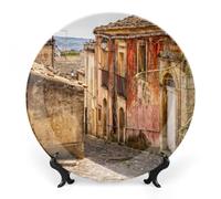 Assiettes décoratives commémoratives Sicily City Village à accrocher au mur, ornement en céramique de 20 cm avec support, collection fêtes, mariages, assiettes à dîner et desserts en porcelaine, déc