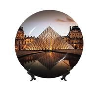 Assiettes décoratives en céramique du musée du Louvre à Paris Assiette décorative en porcelaine avec présentoir Ornement en céramique fait à la main Personnalité Assiette à dîner en porcelaine