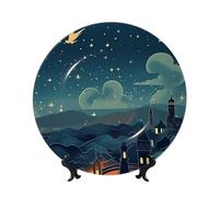 Assiettes décoratives en céramique Magical Nights - Assiette décorative en porcelaine anglaise avec présentoir - Ornement en céramique fait à la main - Assiette à dîner en porcelaine artisanale pour