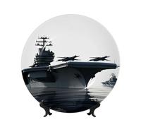 Assiettes décoratives en céramique pour porte-avions, assiette décorative en porcelaine osseuse avec support de présentation, ornement en céramique fait à la main, assiette à dîner en porcelaine