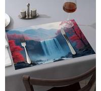 Assiettes décoratives Nature'S Majesty : une cascade majestueuse au milieu de la splendeur automnale Set de table Comedor Premium Cuisine et salle à manger (1 pièce)