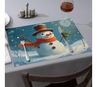 Assiettes décoratives Un bonhomme de neige joyeux dans un chapeau haut de forme et une écharpe, tenant du houx. Sets de table de salle à manger, assiettes décoratives, décorations de table de Pâques