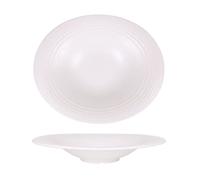 Assiettes DENA ovales de 6 Pièces creuses en Porcelaine blanche, plat de service pour soupe, desserts et salades - D:29 x 24,5 x