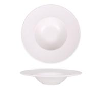 Assiettes DENA rondes de 6 Pièces creuses en Porcelaine blanche, plat de service pour soupe, entrées et salades - D 28,5 x H 6 cm