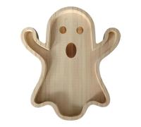 Assiettes d'Halloween en bois avec tête de mort, citrouille, apéritif, fruits, dessert, décoration de fête