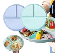 Assiettes Divisées - 2pcs Compartiments pour Perte de Poids, Plate avec Compartiments, Réutilisables à Dessert, Incassable pour Adultes et Enfants