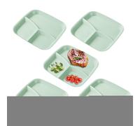 Assiettes Divisées 5 Pièces,Assiettes Divisées Avec Contrôle Portions,Assiette À Compartiment Incassable,Plateau D'assiettes Diététiques,Plats Réutilisables Pour Kids Et Adultes,Passe Au Micro-ondes