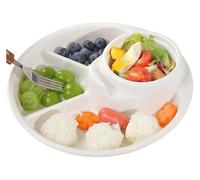 Assiettes Divisées, Assiette Compartiment, Assiette plate en porcelaine, for le contrôle des portions, plateau rond for pâtes/fruits/salades(White)